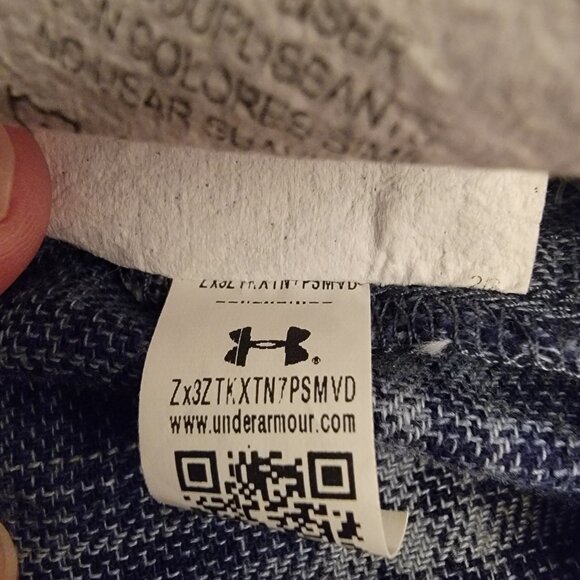 Under Armour Flannel Shirt Mens Medium Blue Plaid Tradesman Flex Snap Button Up - Picture 12 of 12